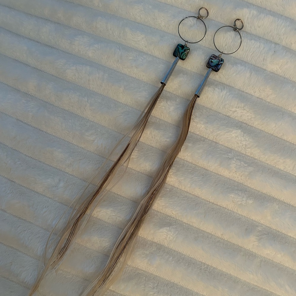 Sterling Silver/Abalone Feather Earrings